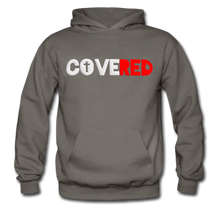 Load image into Gallery viewer, COVERED White+Red Hoodie (Puff Raised)