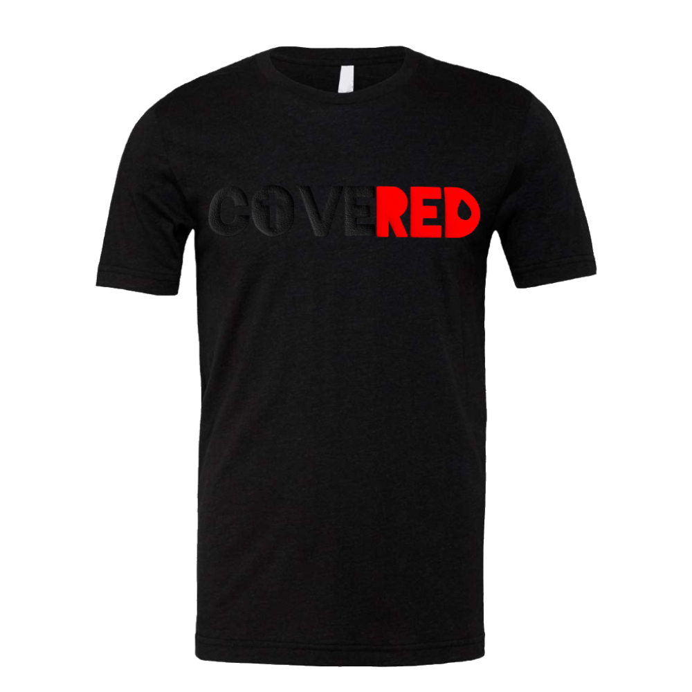 COVERED Black+Red Logo Tee (Puff Raised)