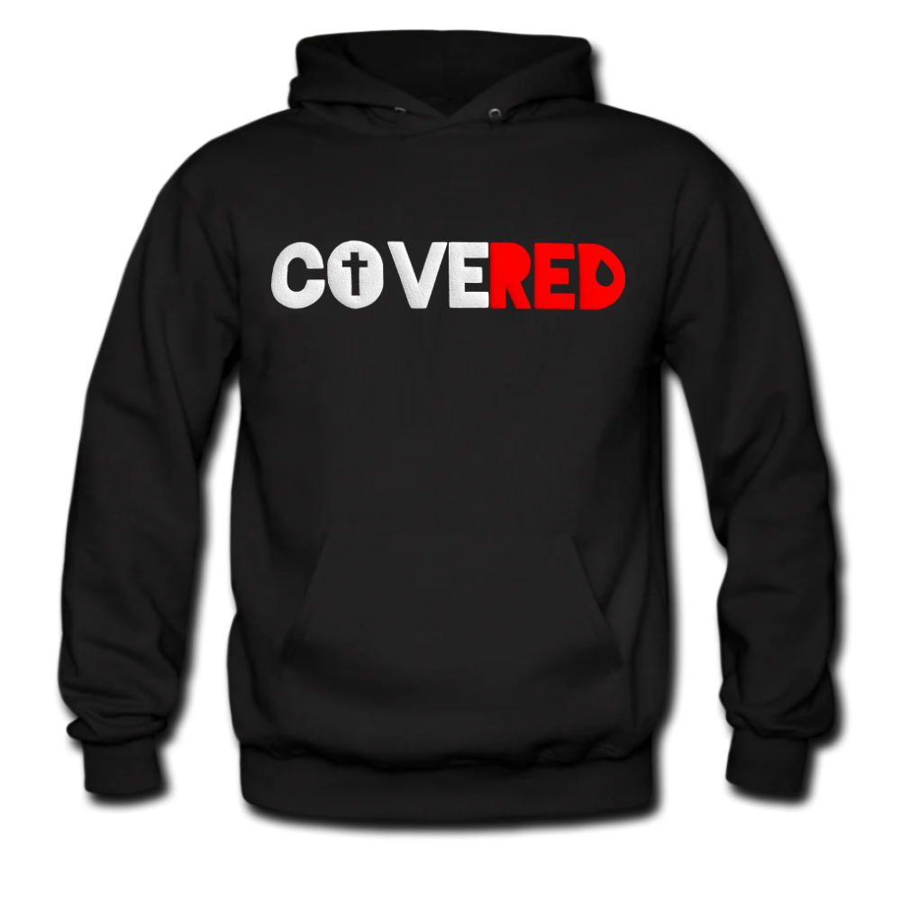 COVERED White+Red Hoodie (Puff Raised)