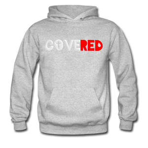 COVERED White+Red Hoodie (Puff Raised)