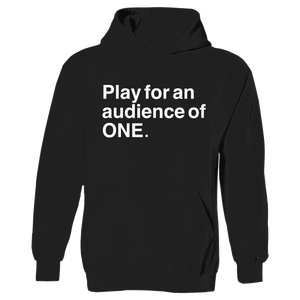 Play for an audience of ONE. White Logo Hoodie